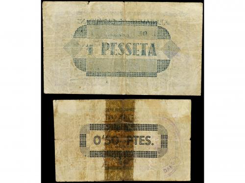 CATALUNYA. Lote 2 billetes 50 Cèntims y 1 Pesseta. Maig 1937