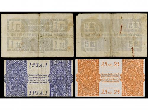 CATALUNYA. Lote 4 billetes 0´ 25 (2) y 1 Pesseta. Març 1937 