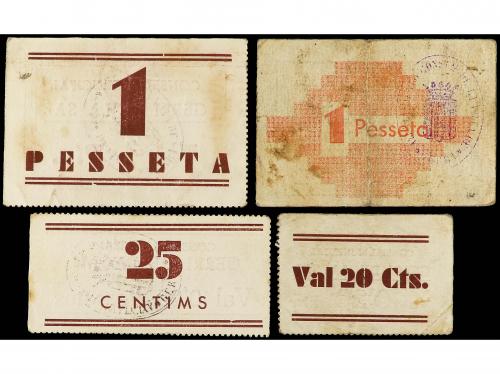 CATALUNYA. Lote 4 billetes 0´ 20, 0´ 25 y 1 Pesseta (2). 193