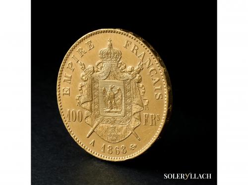FRANCIA. 100 Francs. 1868-A. NAPOLEON III. PARIS. 32,23 grs.