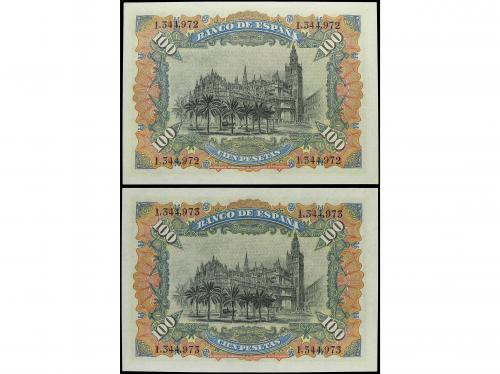 BANCO DE ESPAÑA. Lote 2 billetes 100 Pesetas. 15 Julio 1907.