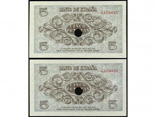 ESTADO ESPAÑOL. Lote 2 billetes 5 Pesetas. 21 Noviembre 1936