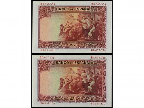 BANCO DE ESPAÑA. Lote 2 billetes 25 Pesetas. 12 Octubre 1926