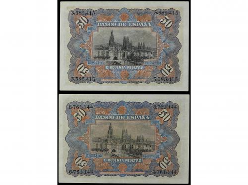 BANCO DE ESPAÑA. Lote 2 billetes 50 Pesetas. 15 Julio 1907. 