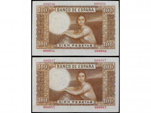 ESTADO ESPAÑOL. Lote 2 billetes 100 Pesetas. 7 Abril 1953. R