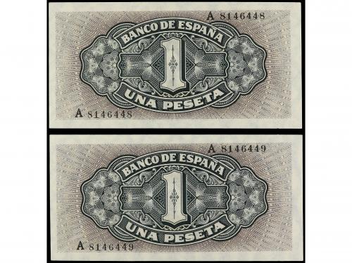 ESTADO ESPAÑOL. Lote 2 billetes 1 Peseta. 4 Septiembre 1940.