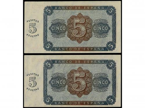 ESTADO ESPAÑOL. Lote 2 billetes 5 Pesetas. 10 Agosto 1938. S