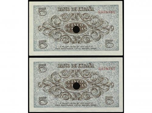 ESTADO ESPAÑOL. Lote 2 billetes 5 Pesetas. 21 Noviembre 1936