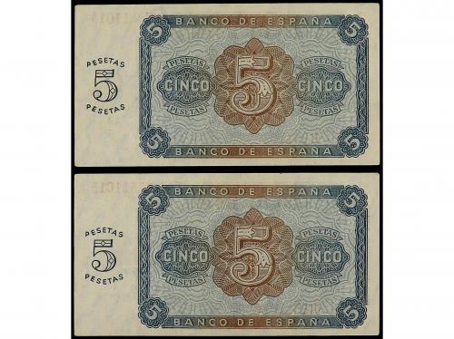 ESTADO ESPAÑOL. Lote 2 billetes 5 Pesetas. 10 Agosto 1938. S
