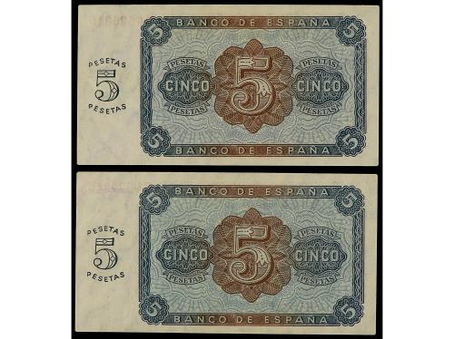 ESTADO ESPAÑOL. Lote 2 billetes 5 Pesetas. 10 Agosto 1938. S