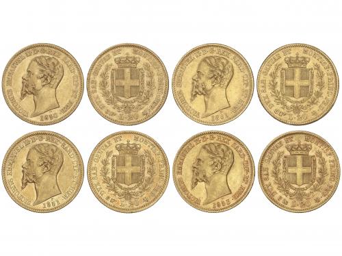 ESTADOS ITALIANOS. Lote 4 monedas 20 Lire. 1850-B, 1851-B,
