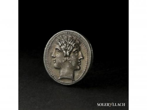 REPÚBLICA ROMANA. Didracma o Quadrigato. 214-212 a.C. ANÓNI