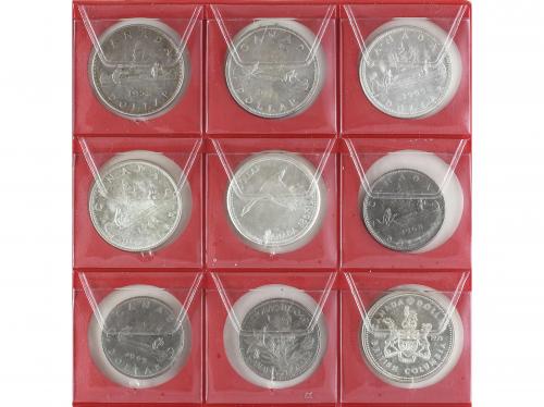 CANADÁ. Lote 21 monedas 1 Dollar. 1953 a 1971. ELIZABETH II