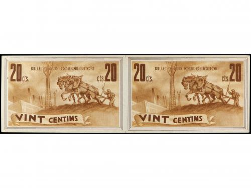 CATALUNYA. Lote 2 billetes 20 Cèntims. 6 Juliol 1937. Aj. de