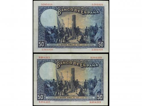 BANCO DE ESPAÑA. Lote 2 billetes 50 Pesetas. 17 Mayo 1927. A