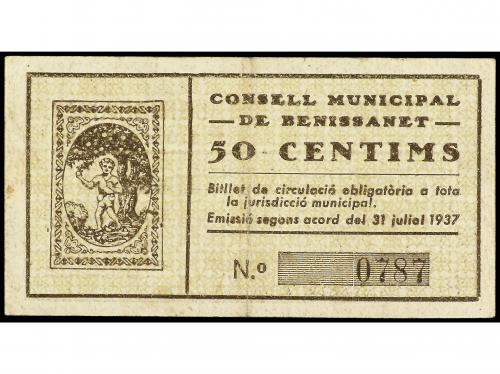 CATALUNYA. 50 Céntims. 31 Juliol 1937. Aj. de BENISSANET. (A
