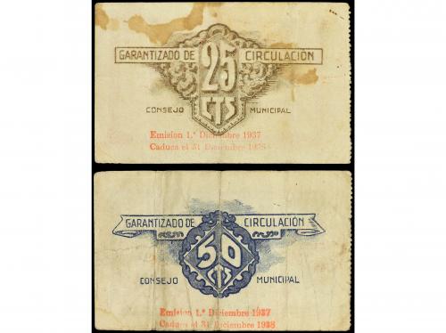 VALENCIA. Lote 2 billetes 25 y 50 Céntimos. 1 Diciembre 1937