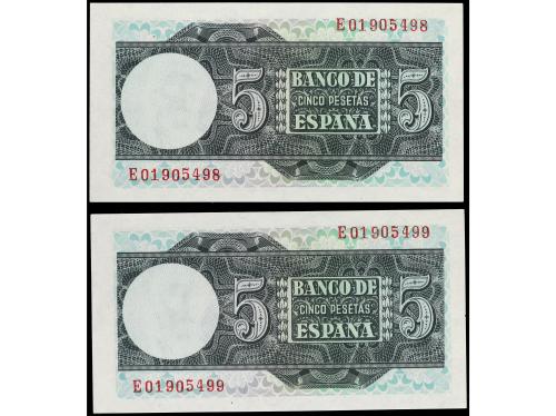 ESTADO ESPAÑOL. Lote 2 billetes 5 Pesetas. 5 Marzo 1948. Elc