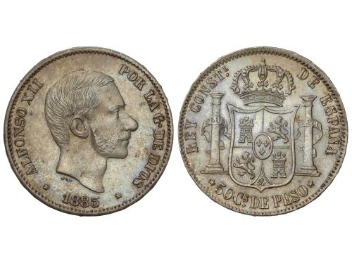 ALFONSO XII. 50 Centavos de Peso. 1883. MANILA. Bonita pátin