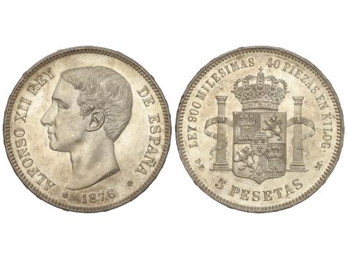 ALFONSO XII. 5 Pesetas. 1876 (*18-76). D.E.-M. Bonita pieza.