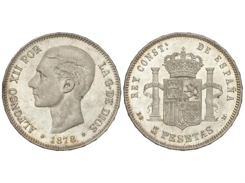 ALFONSO XII. 5 Pesetas. 1878 (*18-78). D.E.-M. Bella pieza. 