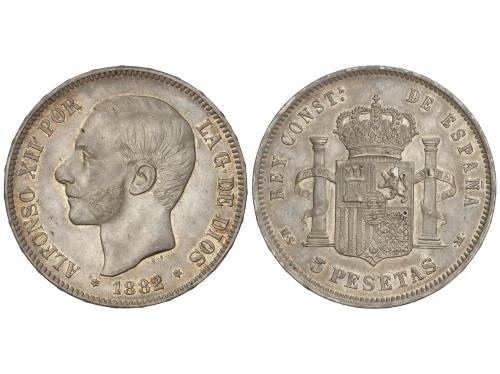 ALFONSO XII. 5 Pesetas. 1882/1 (*18-81). M.S.-M. Bonita piez