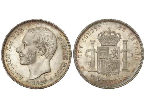 ALFONSO XII. 5 Pesetas. 1883 (*18-83). M.S.-M. EXTRAORDINARI