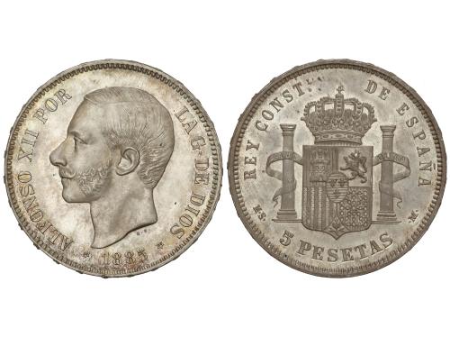 ALFONSO XII. 5 Pesetas. 1885 (*18-85). M.S./D.E.-M. Bella pi