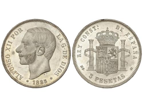 ALFONSO XII. 5 Pesetas. 1885 (*18-86). M.S.-M. IMPRESIONANTE