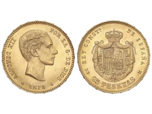 ALFONSO XII. 25 Pesetas. 1876 (*18-76). D.E.-M. Brillo origi