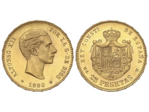 ALFONSO XII. 25 Pesetas. 1880 (*18-80). M.S.-M. Pleno brillo