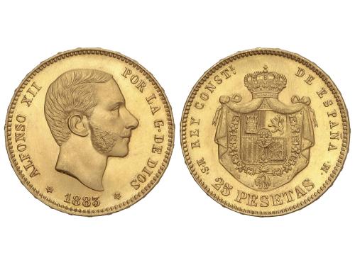 ALFONSO XII. 25 Pesetas. 1883 (*18-83). M.S.-M. Pleno brillo