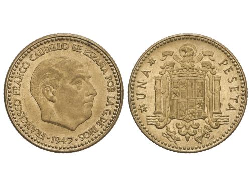 ESTADO ESPAÑOL. 1 Peseta. 1947 (*19-48). Pátina mate. SC. 