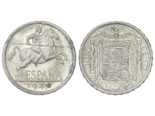 ESTADO ESPAÑOL. 10 Céntimos. 1940. PLVS-VLTRA, VNA. (Manchit