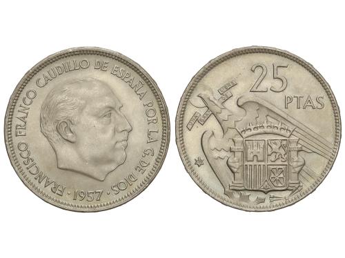 ESTADO ESPAÑOL. 25 Pesetas. 1957 (*61). Con PLUS. SC. 