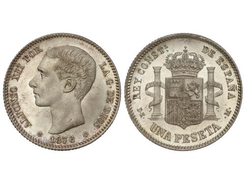 ALFONSO XII. 1 Peseta. 1876 (*18-76). D.E.-M. Extraordinaria