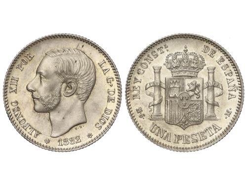 ALFONSO XII. 1 Peseta. 1882/1 (*18-82). M.S.-M. Brillo origi