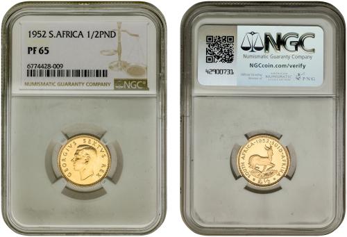 SUDÁFRICA. 1/2 Sovereign (Pond). 1952. GEORGE V. Encapsulado