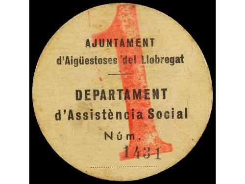 CATALUNYA. 1 Pesseta. Aj. d´ AIGÜESTOSES DEL LLOBREGAT. DEPA