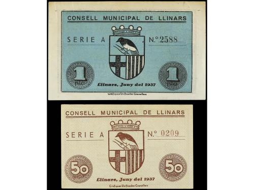 CATALUNYA. Lote 2 billetes 50 Cèntims y 1 Pesseta. Juny 1937