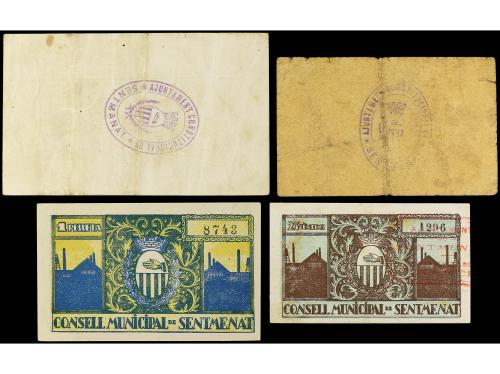 CATALUNYA. Lote 4 billetes 25 y 50 Cèntims y 1 Pesseta (2). 