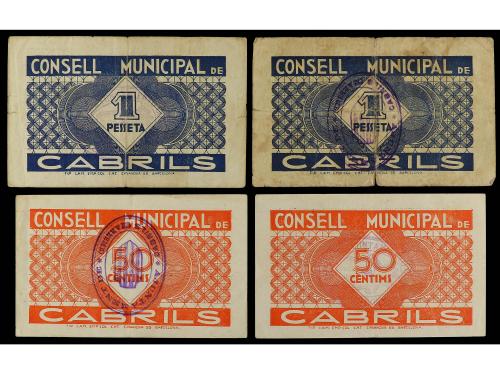 CATALUNYA. Lote 4 billetes 50 Cèntims (2) y 1 Pesseta (2). 2