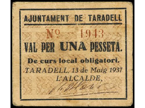 CATALUNYA. 1 Pesseta. 13 Maig 1937. Aj. de TARADELL. MUY ESC