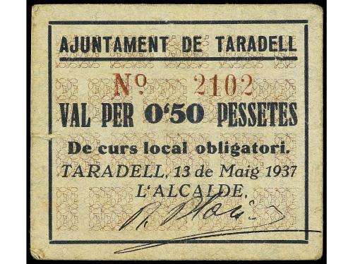 CATALUNYA. 1 Pesseta. 13 Maig 1937. Aj. de TARADELL. MUY ESC