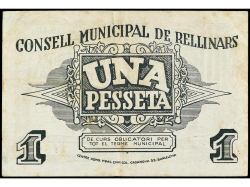 CATALUNYA. 1 Pesseta. 1 Setembre 1937. C.M. de RELLINARS. (M