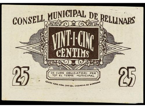 CATALUNYA. 25 Cèntims. 1 Setembre 1937. C.M. de RELLINARS. R