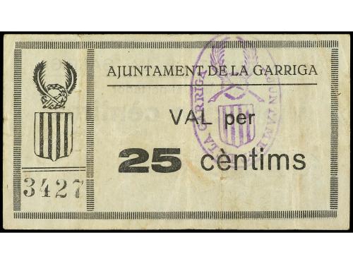 CATALUNYA. 25 Cèntims. Aj. de LA GARRIGA. RARO. AT-1093. MBC