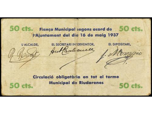 CATALUNYA. 50 Cèntims. 16 Maig 1937. Aj. de RIUDARENES. (Peq