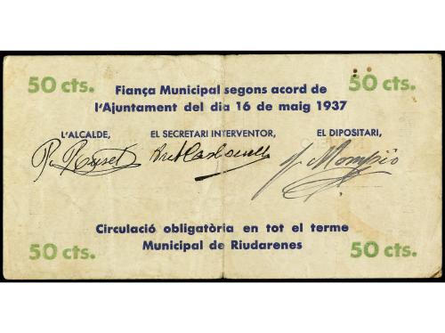 CATALUNYA. 50 Cèntims. 16 Maig 1937. Aj. de RIUDARENES. (Peq