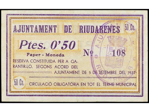 CATALUNYA. 0, 50 Pessetes. 5 Setembre 1937. Aj. de RIUDARENE